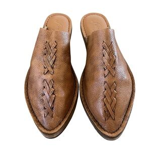 Free People Nova Leather Woven Mules – Cognac/Tan 37 EU / 6.5 US